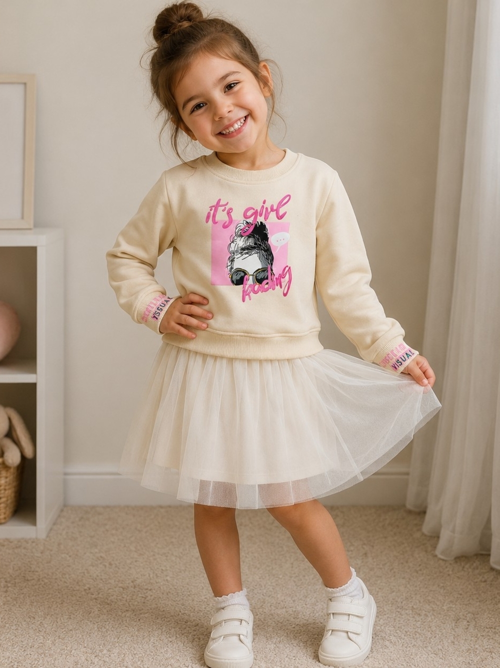 4/25 Cream Ribbed Cuff Sweatshirt winter dress